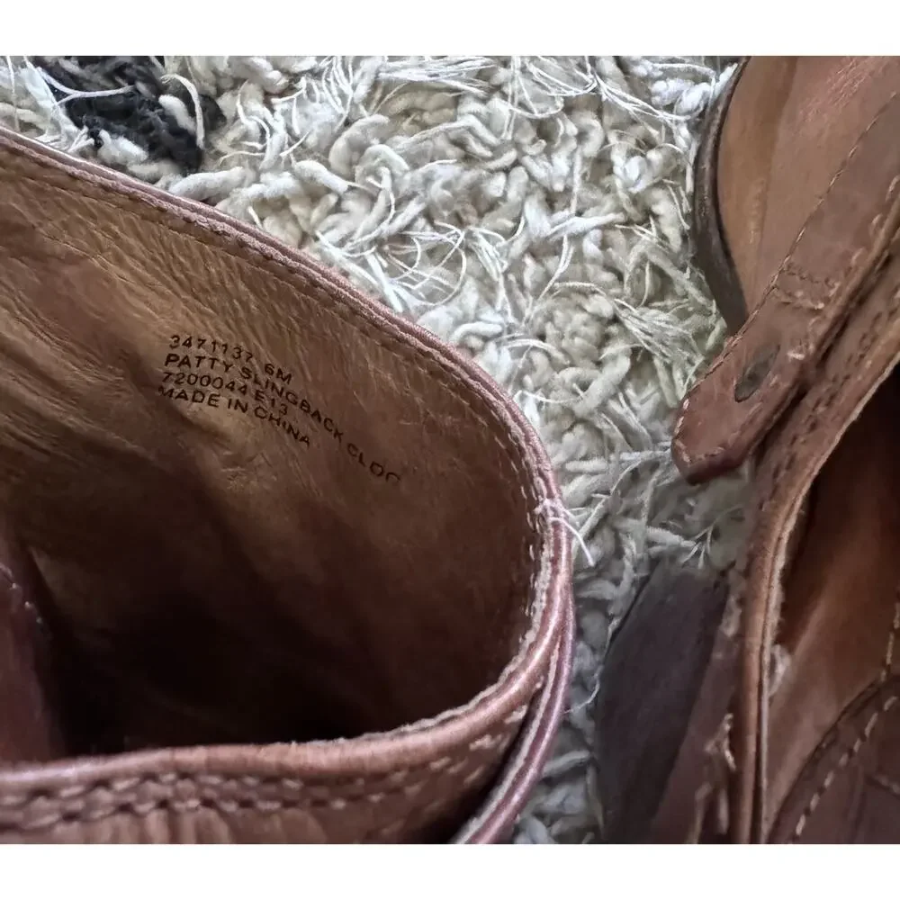 Frye Patty Slingback Brown Leather Block Heel Clog Mules Women’s 6 M